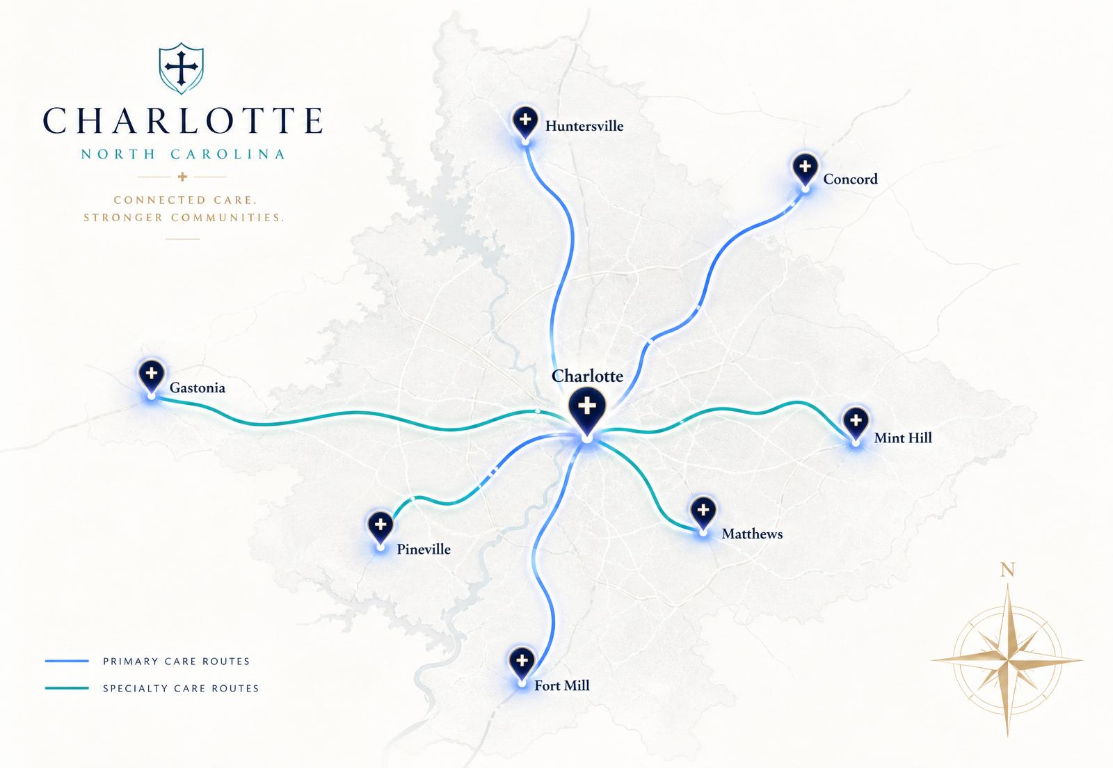 SwiftSpec route coverage map across the Charlotte, NC metro region